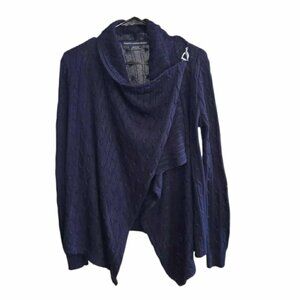 Ralph Lauren Sport Women's Cable Knit Cardigan Navy Sz M Preppy Old Money Shawl